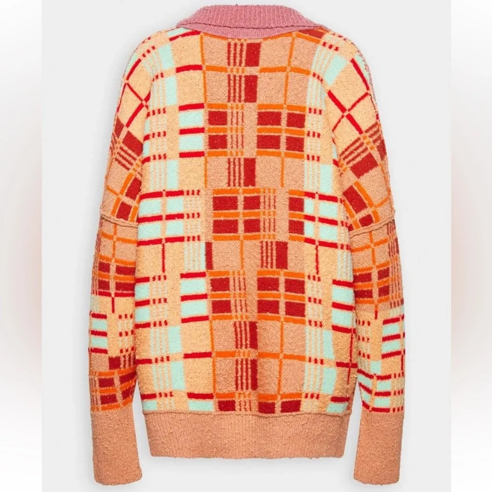 Like New Free People Ruben Oversized Pullover Sweater in Autumn Sunset Combo M - Picture 10 of 16
